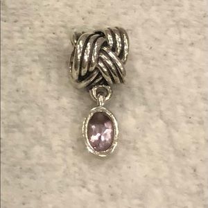 Pandora authentic sterling silver charm with purple stone